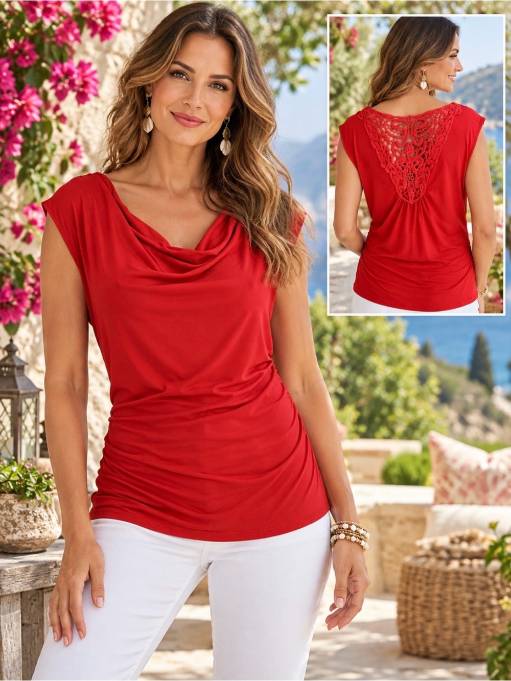 Style & Co orange tunic top with crochet back accent